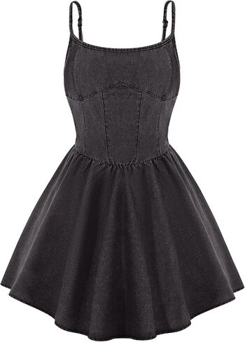 EXARUS Girls Denim Dress Spaghetti Strap/Strapless Sleeveless Jean Dresses Mini Teen Casual Spring Summer Party 8-14Y in Saudi Arabia