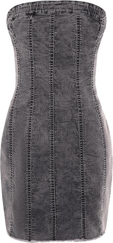 EXARUS Girls Denim Dress Spaghetti Strap/Strapless Sleeveless Jean Dresses Mini Teen Casual Spring Summer Party 8-14Y in Saudi Arabia