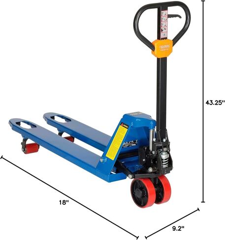 Global Industrial High Capacity Narrow Aisle Pallet Jack, 18" W x 48" L Forks, 5500 lb. Capacity, Manual Duty Pallet Truck for Warehouse, Manufacturing and Retail in Saudi Arabia