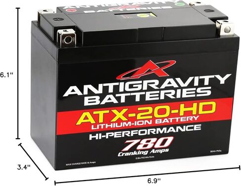 مضاد الجاذبية ATX20-HD. بطارية ليثيوم عالية الأداء للدراجات النارية وبطارية Powersport، 12 فولت 15 أمبير، المجموعة 20، ATV، Quad، UTV، Jet Ski، PWC، جزازة العشب، مولد - هوندا، هارلي، فيكتوري، هندي in Kuwait