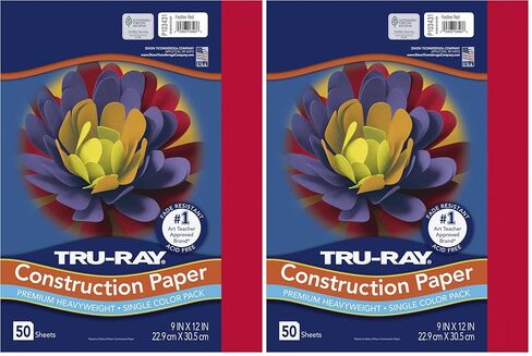 PACON - 103031 Pacon Tru-Ray Heavyweight Construction Paper, Festive Red, 9" x 12", 50 Sheets - 103431 in Kuwait