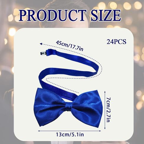 24 Pcs Men's Bow Satin Solid Ties Formal with Adjustable Neck Band Bow Ties, Royal Blue Bow Tie Bluk for Men for Wedding Celebration Party (Blue) in Saudi Arabia