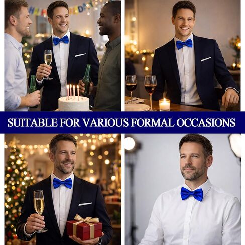 24 Pcs Men's Bow Satin Solid Ties Formal with Adjustable Neck Band Bow Ties, Royal Blue Bow Tie Bluk for Men for Wedding Celebration Party (Blue) in Saudi Arabia