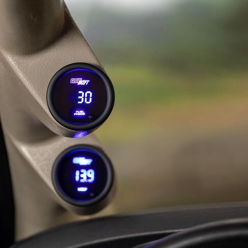 GlowShift 10 Color Digital 30 PSI Fuel Pressure Gauge Kit - Includes Electronic Sensor - Multi-Color LED Display - Tinted Lens - for Diesel Trucks - 2-1/16" (52mm) in Saudi Arabia