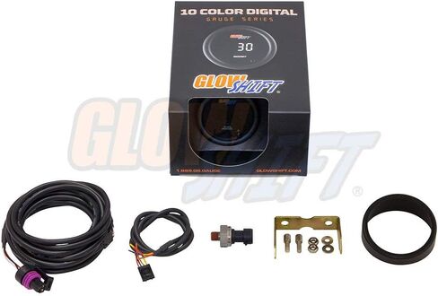 GlowShift 10 Color Digital 30 PSI Fuel Pressure Gauge Kit - Includes Electronic Sensor - Multi-Color LED Display - Tinted Lens - for Diesel Trucks - 2-1/16" (52mm) in Saudi Arabia