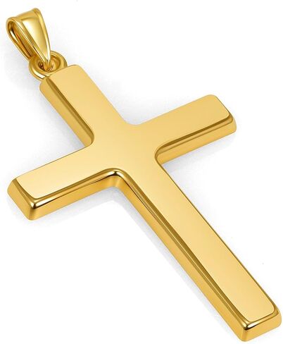 Jewelry America 14k Yellow Gold Large Plain and Simple Religious Cross Pendant - 2 Inch Height in Saudi Arabia