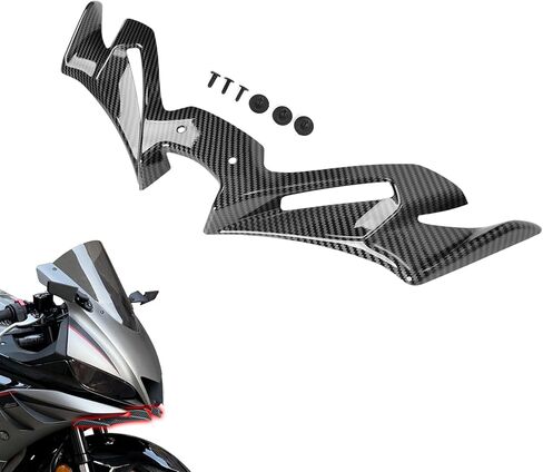 Motorcycle Front Fairing Winglet Aerodynamic Spoiler Beak Nose Cone Extension Fixed Wing Kit Compatible with Yamaha YZF R3 R25 2019-2025 (Carbon Fiber Look) in Saudi Arabia