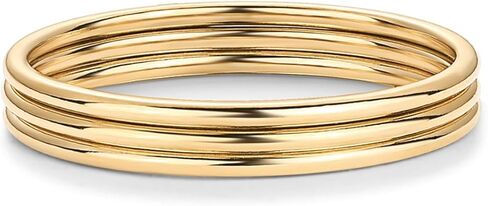 PAVOI 14K Yellow Gold Plated 3 Ring Set for Women | Stackable Thin Rings Set | Size 9 in Saudi Arabia