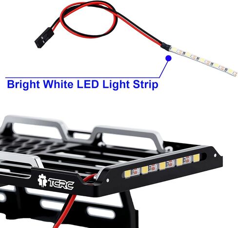 رف سرير من الألومنيوم وحامل إطارات احتياطية مع شريط إضاءة LED أبيض ساطع ومجموعة مفاتيح التحكم في الإضاءة CH3 لشاحنة 1/18 TRX4M F-150 High Trail الزاحفة in Saudi Arabia