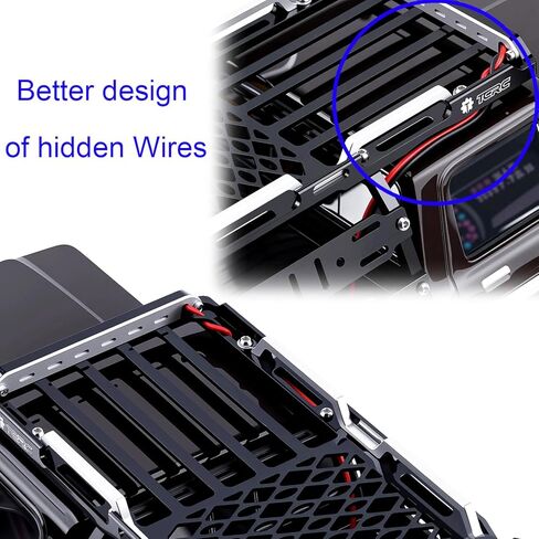 رف سرير من الألومنيوم وحامل إطارات احتياطية مع شريط إضاءة LED أبيض ساطع ومجموعة مفاتيح التحكم في الإضاءة CH3 لشاحنة 1/18 TRX4M F-150 High Trail الزاحفة in Saudi Arabia