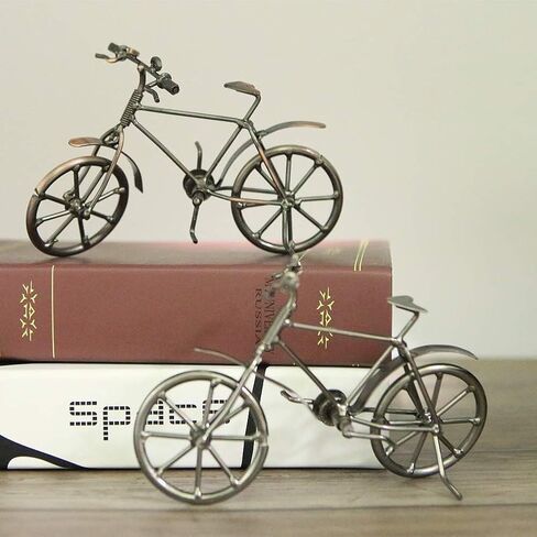 Vintage Metal Bicycle Ornaments Desktop Crafts Ironwork Bike Figurines Bike Miniature Home Decoration for Children Toys Gifts (Red Copper) in Saudi Arabia