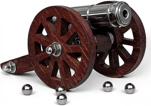 TIETHEKNOT Mini Napoleon Cannon Model, 304 Stainless Steel & Wood, Vintage Desktop Ornament, Handcrafted Collection, Christmas Birthday Gift for Men (Full Stainless Steel) in Saudi Arabia