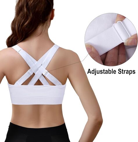 Double Couple Sports Bras for Women Padded High Support Adjustable Crossback Bra Seamless High Impact Yoga Gym Workout Bras in Kuwait