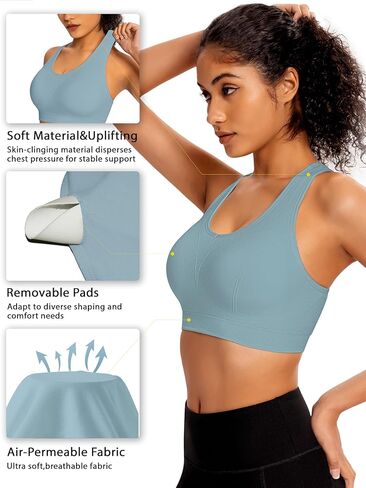 AENLLEY Padded Racerback Sports Bras for Women - Breathable Medium Support for Yoga Gym Workout Fitness in Saudi Arabia