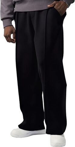 Fioboc Men's Baggy Sweatpants Straight Leg Pants Drawstring Elastic Waist Athletic Pants with Pockets in Kuwait