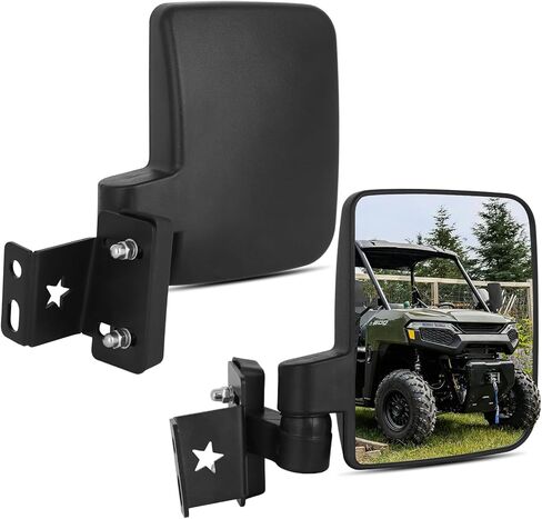 مرايا الرؤية الخلفية UTV جنبًا إلى جنب مع مرايا الرؤية الخلفية المتوافقة مع Polaris Ranger 500 570 900 2013-2023، غير مناسبة لقفص لف الأنبوب المستدير، على شكل Z in Kuwait