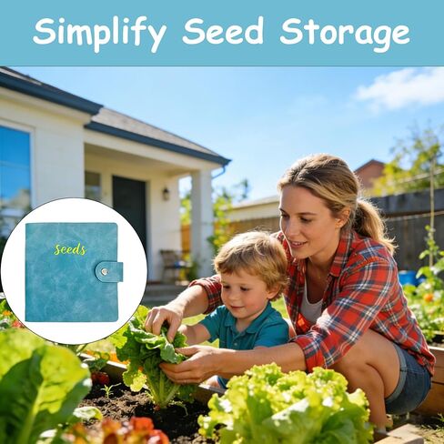 غلاف منظم لتخزين البذور، منظم حزم بذور البولي يوريثان مع 50 جيبًا شفافًا (25 حزمة من غلاف الملاءة) و50 مغلفًا للبذور، كتاب حامل بذور الحديقة، حافظة بذور نبات الزهرة الزرقاء in Kuwait