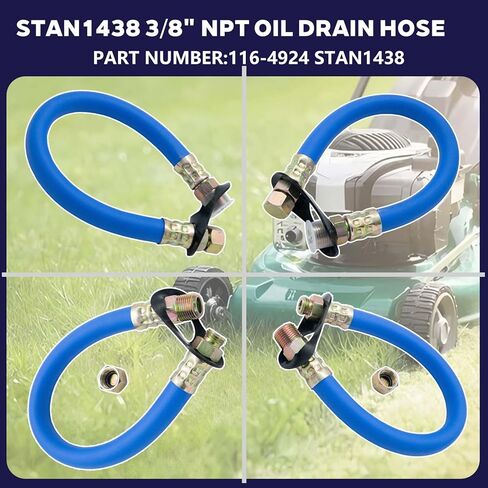 قطعة واحدة 116-4924 STAN1438 3/8 بوصة خرطوم تصريف الزيت NPT بطول 14 بوصة يناسب محركات Ko-hler Tecumseh (أزرق) in Kuwait