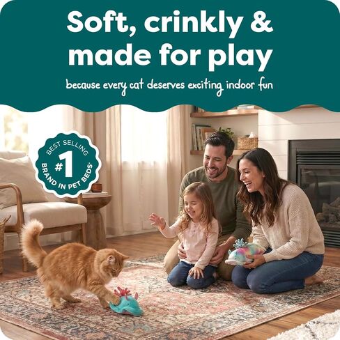 فورهافن مجموعة العاب للقطط مع 2 كيس نعناع بري للقطط في الاماكن المغلقة، قابلة للغسل ومتينة مع جيب النعناع البري قابل لاعادة الملء - مجموعة العاب القطط، ازرق مصبوغ، مجموعة من قطعتين in Kuwait