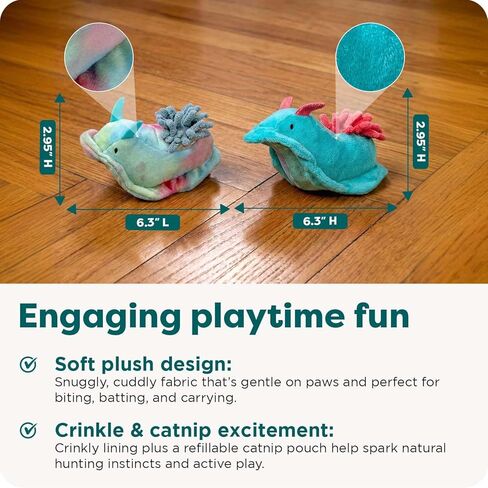 فورهافن مجموعة العاب للقطط مع 2 كيس نعناع بري للقطط في الاماكن المغلقة، قابلة للغسل ومتينة مع جيب النعناع البري قابل لاعادة الملء - مجموعة العاب القطط، ازرق مصبوغ، مجموعة من قطعتين in Kuwait