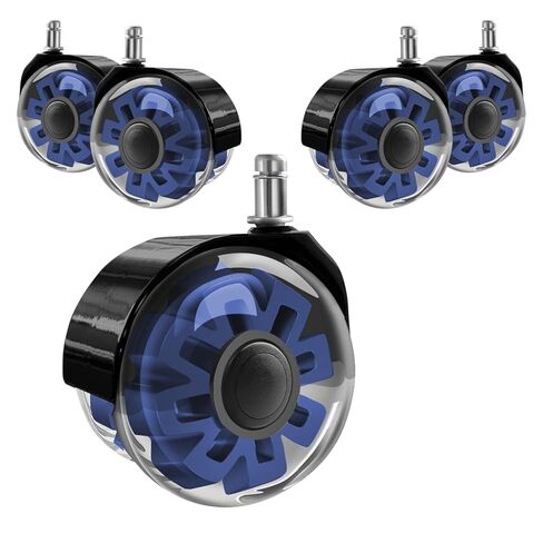 Hirate Office Chair Caster Wheels Heavy Duty(Set of 5), 3" Dual Ball Roller Furniture Chair Casters Replacement Mute Rolling for Hardwood Floors & Carpet Universal Fit 7/16" x 7/8", Blue in Kuwait