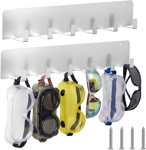 Blulu 2 Pack Aluminum Goggle Helmet Storage Rack Wall Mount 12 Hooks Goggle Organizer Hardware for Race Car Enclosed Trailer, Garage, Motorcycle Accessories in Saudi Arabia