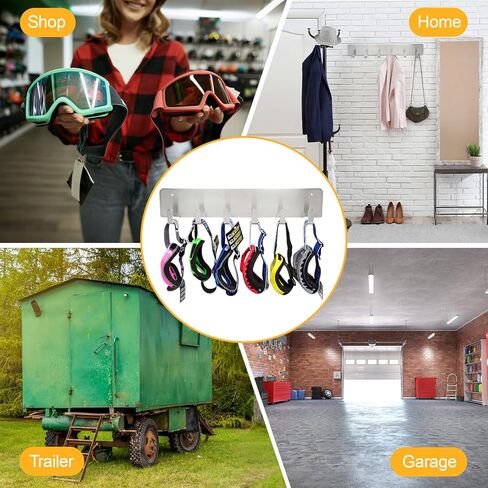Blulu 2 Pack Aluminum Goggle Helmet Storage Rack Wall Mount 12 Hooks Goggle Organizer Hardware for Race Car Enclosed Trailer, Garage, Motorcycle Accessories in Saudi Arabia