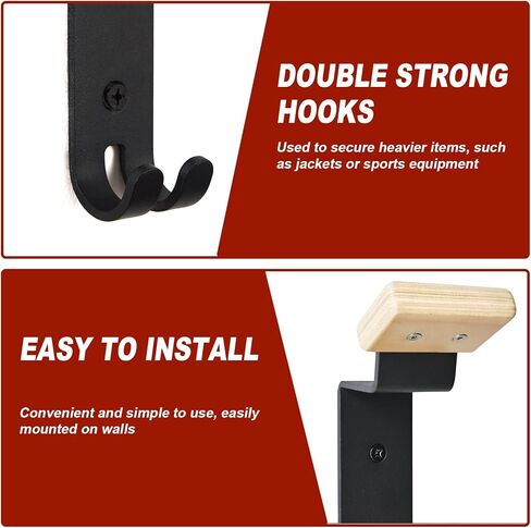 رف خوذة عالي التحمل مثبت على الحائط مع خطافات طويلة جدًا قطعتين - منظم حامل خوذة الدراجة النارية للخوذات كبيرة الحجم، ملحقات الدراجات النارية، مدخل المرآب in Kuwait