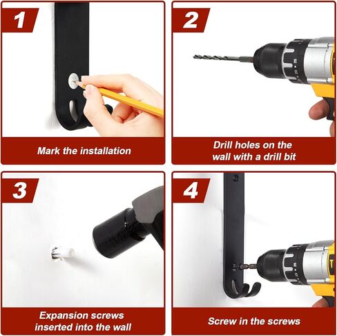 رف خوذة عالي التحمل مثبت على الحائط مع خطافات طويلة جدًا قطعتين - منظم حامل خوذة الدراجة النارية للخوذات كبيرة الحجم، ملحقات الدراجات النارية، مدخل المرآب in Kuwait