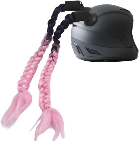 Helmet Pigtail Braids, 2PCS Motorcycle Helmet Ponytail Hair Tails Braid with Detachable Suction Cup, Hel-met Not Included, Bike Decoration Accessories, Universal for Bicycle Motorbike (Style4) in Saudi Arabia