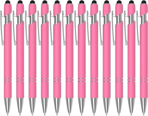 12 Pack Black Stylus Pens, 2-in-1 Ballpoint Pen with Metal Stylus Tip for Touch Screens, 1.0 mm Black Ink Smooth Writing Pens for Office, School, Gift (12 PCS, Black) in Kuwait