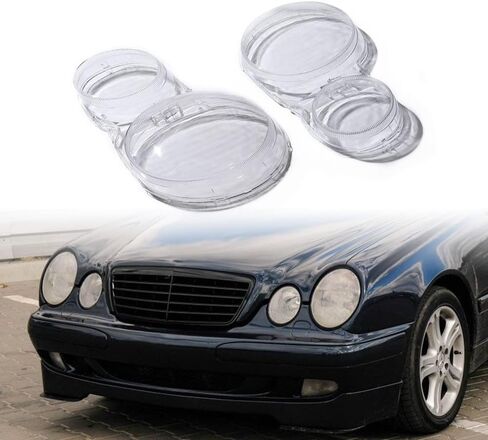أغطية المصابيح الأمامية اليمنى اليسرى غطاء عدسة شفافة متوافقة مع 1996-2002 Mercedes W210 E280 E300 E320 E420 E430 E500 للمصابيح الأمامية، MB2502104 MB2503104 in Saudi Arabia