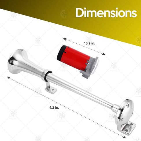 VaygWay 12V Loud Single Trumpet Air Horn – Super Loud 150DB Single Trumpet Air Train Horn Compressor Kit- Single Trumpet Car Air Horn Relay Included -for Car Truck Vehicle Train SUV in Saudi Arabia