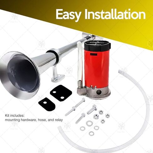 VaygWay 12V Loud Single Trumpet Air Horn – Super Loud 150DB Single Trumpet Air Train Horn Compressor Kit- Single Trumpet Car Air Horn Relay Included -for Car Truck Vehicle Train SUV in Saudi Arabia