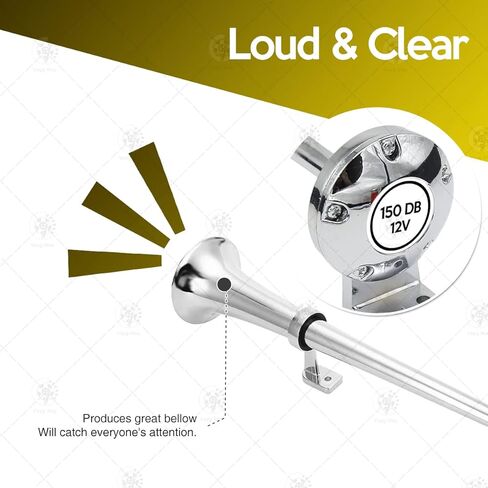 VaygWay 12V Loud Single Trumpet Air Horn – Super Loud 150DB Single Trumpet Air Train Horn Compressor Kit- Single Trumpet Car Air Horn Relay Included -for Car Truck Vehicle Train SUV in Saudi Arabia