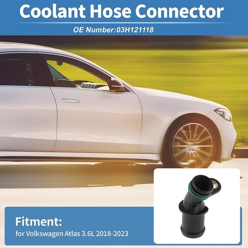 Engine Coolant Hose Connector for Volkswagen Atlas 3.6L 2018-2023 Plastic Radiator Coolant Hose Pipe Connector No.03H121118 Black 1 Pcs in Kuwait