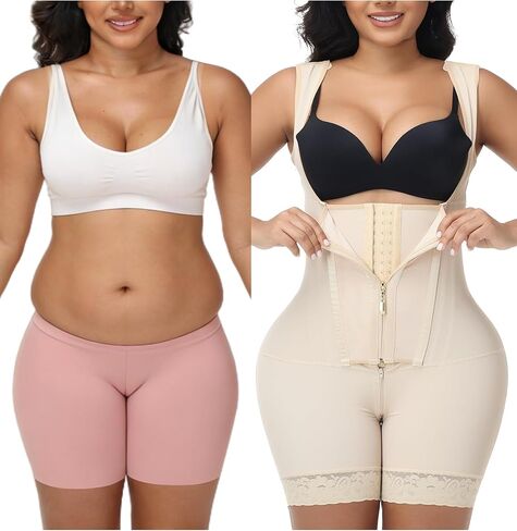 ملابس داخلية لكامل الجسم من POP CLOSETS Fajas Columbianas للنساء للتحكم في البطن مع سحاب وخطافات in Kuwait