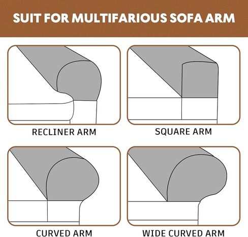 2 Pcs Couch Arm Covers Polyester Anti- Slip Armchair Cover for Chairs Sofa Stretch Furniture Protector Washable Light Grey in Saudi Arabia