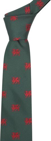 King & Priory Dark Green Embroidered Welsh Dragon Tie in Saudi Arabia