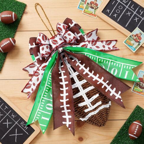 Lyrow 1 Pcs Weave Football for Front Door Decorations Rattan Football Wreath Hanging Door Sign Decor Farmhouse Rustic DIY Craft Project for Home Game Day Club Party Supplies in Saudi Arabia