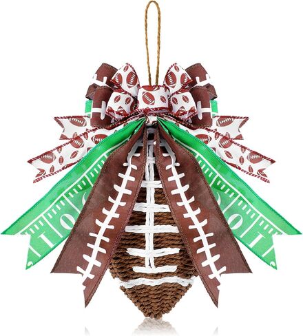 Lyrow 1 Pcs Weave Football for Front Door Decorations Rattan Football Wreath Hanging Door Sign Decor Farmhouse Rustic DIY Craft Project for Home Game Day Club Party Supplies in Saudi Arabia