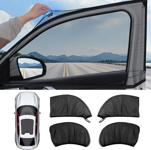 4 عبوات من ظلال نوافذ السيارة مع شاشة للحشرات، تحجب الأشعة فوق البنفسجية وشبكة مسامية، تناسب عالمي 96% من السيارات، للأطفال الصغار أثناء السفر والتخييم والعزل الحراري وحماية الخصوصية in Kuwait