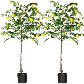 Kazeila Artificial Lemon Tree, 3 Feet Fake Lemon Plant, Pre Potted Faux Lemon Tree, Plastic Lemon Fruit Tree for Home Decor Living Room Office