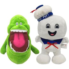 SANERBA Stay Puft Marshmallow Man Plush Toys, Slimer Cute Ghost Stuffed Doll Toys for Kids (A-Stay Puft Marshmallow Man+Slimer), 23CM