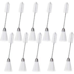 10Pcs Double Ended Sewing Machine Cleaning Brush, Nylon Brush Head with Stainless Steel Handle Dust Removal Cleaning Tool for Home Automobile Computer