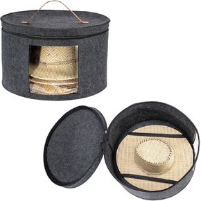 CINPIUK صندوق تخزين كبير للقبعة للنساء والرجال مقاس 17 بوصة D حقيبة منظم قبعة السفر القابلة للطي مع نافذة عرض صندوق تخزين مستدير لملابس رعاة البقر وقبعة الحيوانات المحشوة in Kuwait