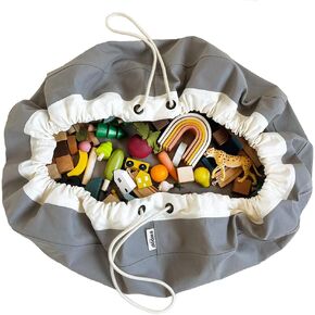 Swoop Bags - Durable Drawstring Toy Storage Bag & Organizer - Converts to a Play Mat - GRAY - Cool Storage Holders For Kids Rooms and Playrooms