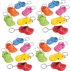 Biblebanz Bulk 24 Count Of Mini Clog Keychain Rubber Slipper Key chain Shoe For Women Teens Cute Adorable Charms Little Shoes For Backpacks Gifts