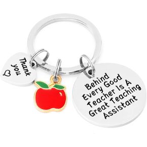 Kivosliviz Teacher Assistant Gifts for Women Men Keychain Teaching Assistant Jewelry Appreciation Item Teacher Aide Keychain