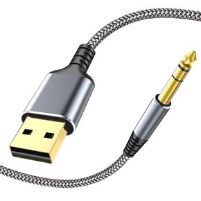 كابل صوت ستيريو USB إلى 1/4 بوصة TRS، محول صوت ذكر 4FT USB A إلى 6.35 مم 1/4 بوصة للكمبيوتر المحمول والنوافذ والكمبيوتر الشخصي ومكبر الصوت ومكبر الصوت وسماعات الرأس، ملاحظة: لا ينطبق على التسجيل والشاحنة ومنافذ USB للتلفزيون